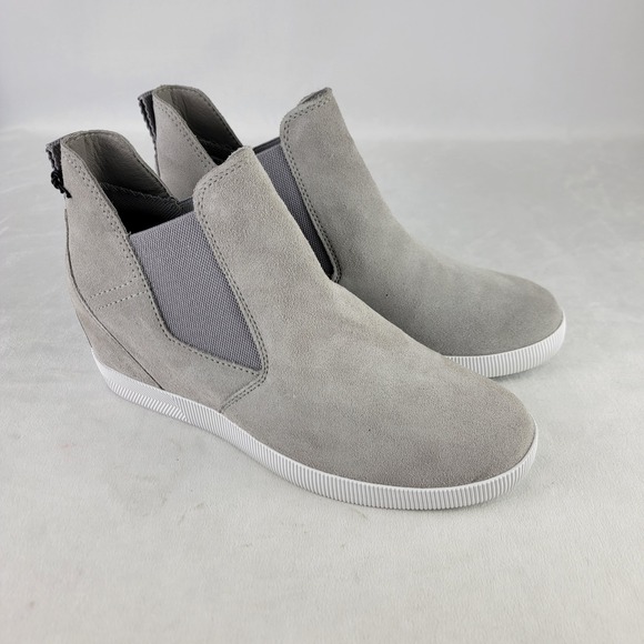 Sorel Out N About Slip On Wedge Booties Waterproof Chrome Grey Size 11 Suede NEW - Picture 1 of 7